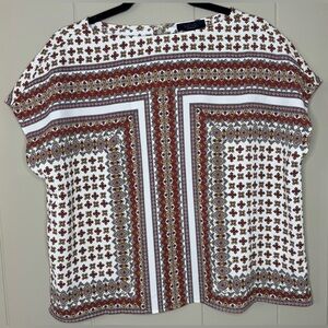 RACHEL Rachel Roy Drop Shoulder Sleeveless Patterned Blouse Womens Size Large